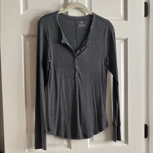 Aerie Charcoal Long Sleeve Henley Top